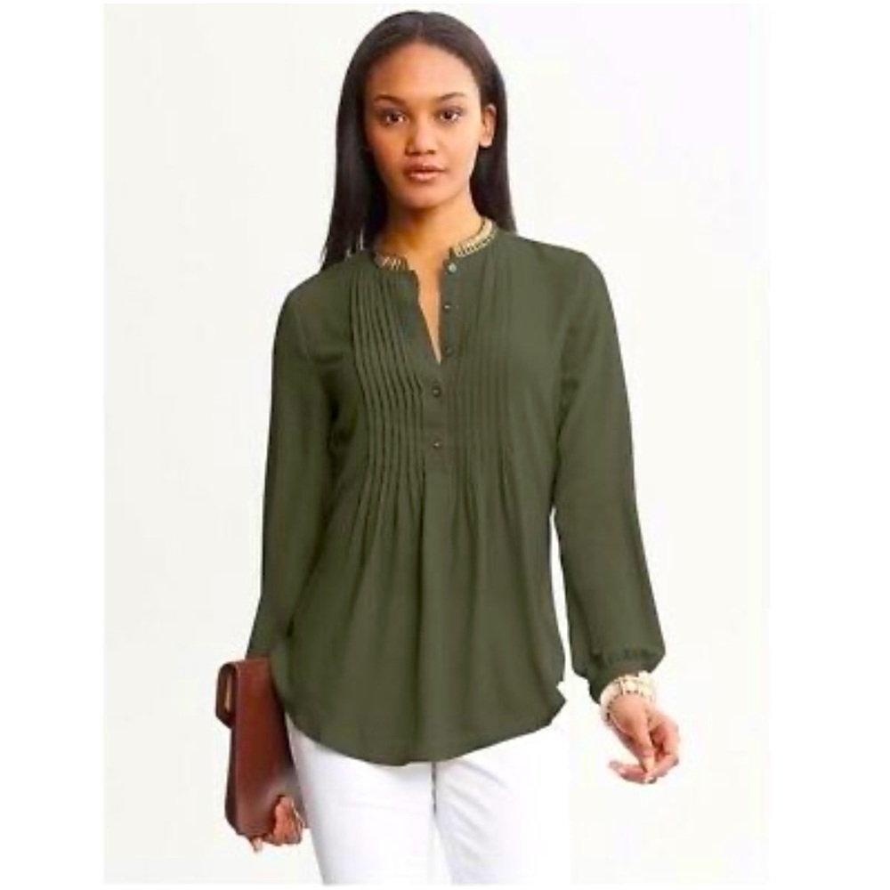 Banana Republic Heritage Embellished Blouse Army green XS
